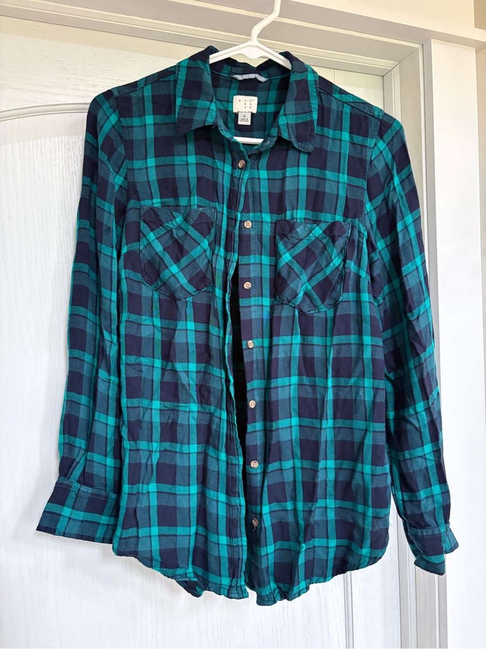 a new day Teal & Navy Plaid Button-Down Shirt